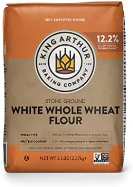 King Arthur, White Whole Wheat Flour, 100% Whole Grain, Non-GMO Project Verified, Certified Kosher, 5 Pounds