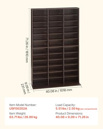 VEVOR-Media-Storage-Cabinet-12-Tier-DVD-Shelf-Organizer-4008-x-909-x-7126-in-Multimedia-Storage-Organizer-for-CDs-DVDs-Books-and-Games-CD-Shelf-for-Living-Room-Home-Office-Recording-Room