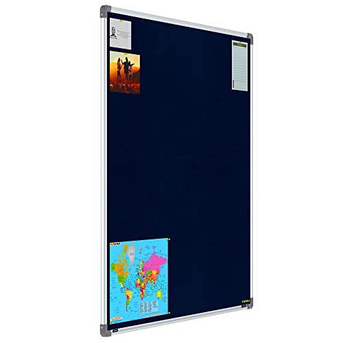 Image of Scholar Art Metis 4x4 Feet Fabric Pin-up Notice Board for Home, Office & School | High Strength Velvet Cloth + High Density Soft Board for Pinning Photos, Sticky Notes & Reminders (Dark Blue)