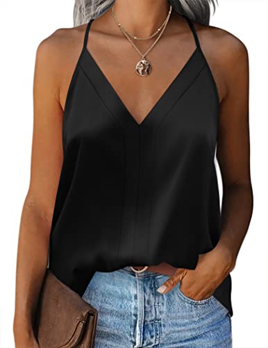 Zeagoo Cami Top Satin Damen Seidentop V Ausschnitt Oberteil...