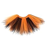 Material: poliéster. moresave tutú de ballet colorido para niñas, niños disfraz de rock, de princesa, para una fiesta, ropa para bailar, todo el año, niña, color Orange+Schwarz, tamaño talla única