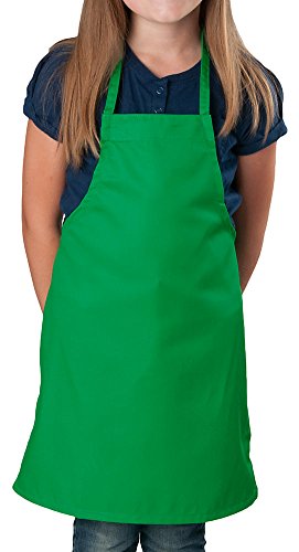 KNG Kids Cooking Apron for Girls and Boys Medium, Kelly Green