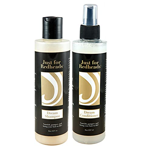 Just for Redheads Dream Shampoo and Leave In Conditioner Duo - Complete Hair Care Products for Red Hair - Volumizing Shampoo and Conditioner Treatment, Natural or Red Dye Hair