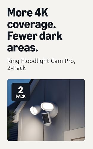 Image of Ring Floodlight Cam Pro (newest model) - Retinal 4K with wide-angle video, 10x Enhanced Zoom, and 2000 Lumen Floodlights, 2-pack, White