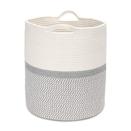 Woven Cotton Rope Basket,Large Toy Storage Organizer Blanket Basket Nursery Baskets Laundry Hamper,Storage Clothes Baskets with Handle Use for Bed Sheets, Baby Clothes
