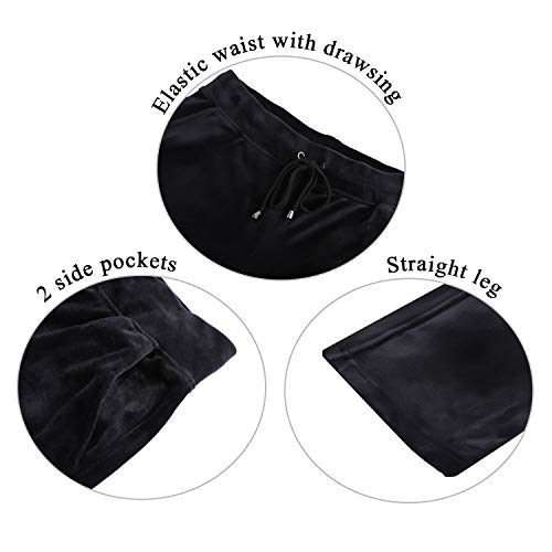 Dolcevida Womens Velour Sweatsuits Sets 2 Piece Tracksuits Outfits Full Zip Hoodie and Sweatpant Set Velvet Jogging Suit ( Black, M)