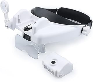 Meichoon Head Magnifier,High-Definition Magnifying Glass with 2 LED Lamps,Reading Maintenance Optical Special 4 Lens 1.2X 1.8X 2.5X 3.5X