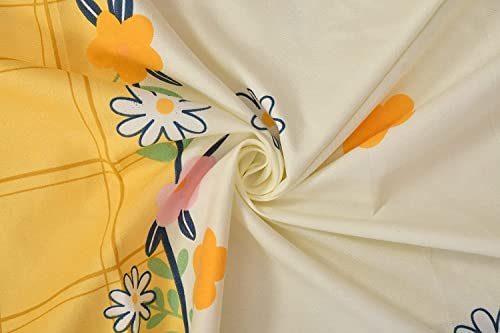 Image of Cotton 8 Piece Diwan Set 1 Bed Sheet 2 Bolster Cover 5 pcs Cushion Cover (White & Yellow)