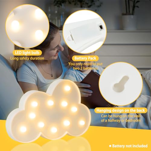 Night Light for Kids, Cloud LED Lamps for Boys and Girls Bedroom Desk Wall Decor, Kawaii Beside Nursery Nightlight, Cute Stuff Light Gifts for Breastfeeding Toddler Baby (Multi-Shape) - Image 4