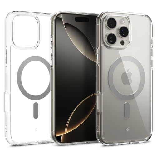 Image of CASEOLOGY by Spigen Capella Mag for iPhone 16 Pro Case [Ultra Clear] Magnetic Military Grade Drop Protection Side Grip Patterns Back Cover Case for iPhone 16 Pro (TPU and PC | Clear Gray)
