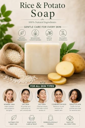 Image of Sunflower Natural Rice Potato Bath Soap Made With Rice And Potato Natural Ingredients For Skin Brightning,Dark Spot Removal,Improve Skin Tone - All Skin Types. 90 Grams