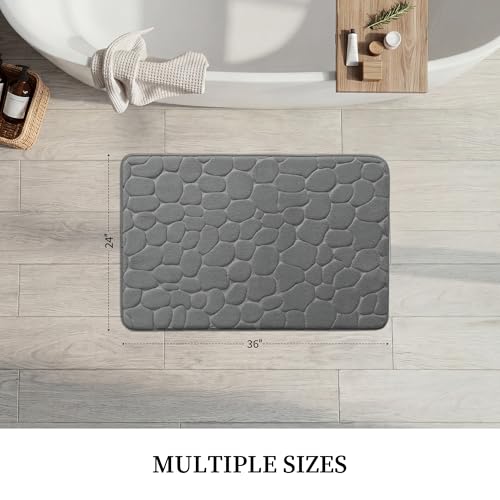 YIHOUSE Memory Foam Bath Mat Cobblestone Bathroom Rugs Super Water Absorbent Bath Mats for Bathroom Machine Washable Bath Rugs(24 x 36,Dark Gray) — view 6