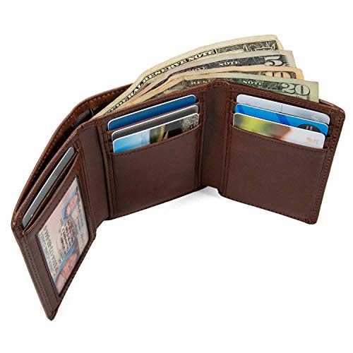 Id Stronghold Rfid Blocking Trifold Wallet For Men - Genuine Rugged Leather #TOP2