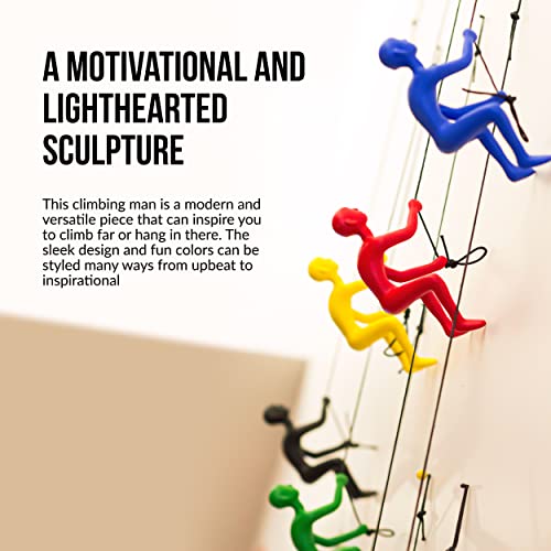 Climbing Man Wall Art For Home Decor With 30” Leather Rope | Polyresin Statues And Sculptures With Hanging Hardware Included For Modern Wall Decor And Motivational Art, Multi Color, Set Of 9 #TOP4