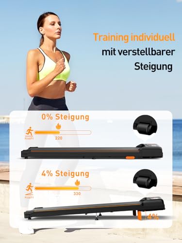 Kiddoza Walking Pad mit Steigung 4%,Laufband für Zuhause & Büro Walking Pad Klappbar Leises 2,5PS Motor Mini Laufband,Leicht & Kompakt Tragbar Laufband Klappbar, LED-Anzeige mit Fernbedienung - Detailansicht 2 | Tages Deals