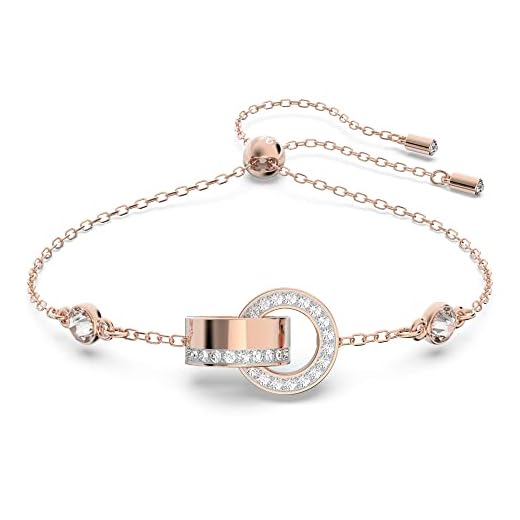 Cuffie Bluetooth Swarovski Braccialetto Hollow, Anello concatenato, Bianco, Placcato color oro rosa
