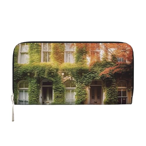 Portefeuille en cuir pour femme Leafy Townhouses grand format zippé