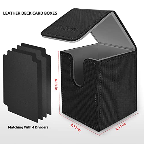 Image of Mlikero 4 Pack Card Deck Box, Commander Deck Box Holds 400+ Single Sleeved Cards with 4 Dividers, Leather Magnetic Card Box Fit for MTG, TCG