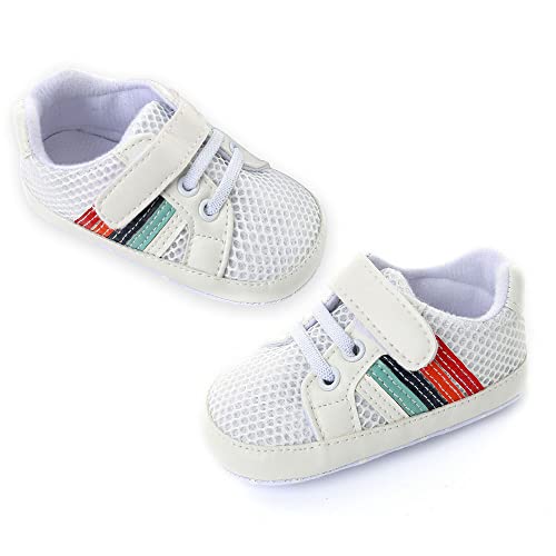 Baby Boys Girls Leather Pre-Walking Sneakers Toddler Anti-Slip Rubber Sole Infant Lightweight First Step Shoes (0203/White, Us_Footwear_Size_System, Infant, Age_Range, Medium, 12_Months, 18_Months) #TOP2