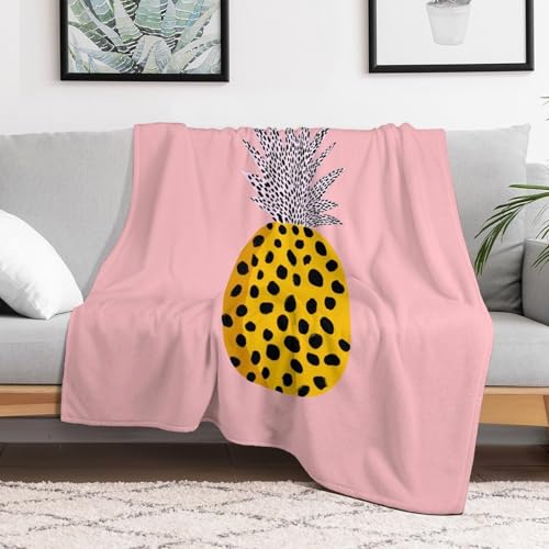 Couverture anti-boulochage motif ananas léopard douce pour lit