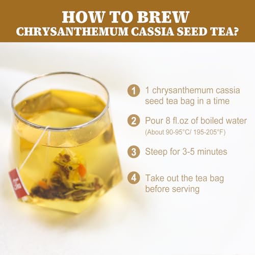 FullChea - Chrysanthemum Cassia Seed Tea, 30 Teabags, 5g/bag - Burdock Root, Goji Berries, Osmanthus, Honeysuckle Combination Herbal Tea