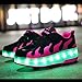 Ufatansy Roller Skate Shoes with Wheels LED Fashion Sneakers Kids Roller Tennis Shoes Girls Boys (3.5 M US=CN35, Black/Rose)