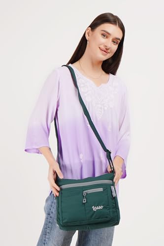 Image of Lasso Sling Bag For Women with Adjustable Strap Stylish Ladies Crossbody Polyester Sling Bag for Office, Causal, Travel & College | 5L Capacity & 5 Multiple Pockets (4 Zip & 1 Open Pocket)