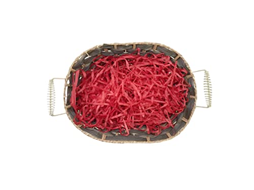 Image of Thin Shredded Paper Crinkle Paper Grass Strips Gift Tray Decoration, Gift Hamper Decorations, Gift Box fillers, Wedding Birthday & Valentines Day Gift (200 Grams, Red)