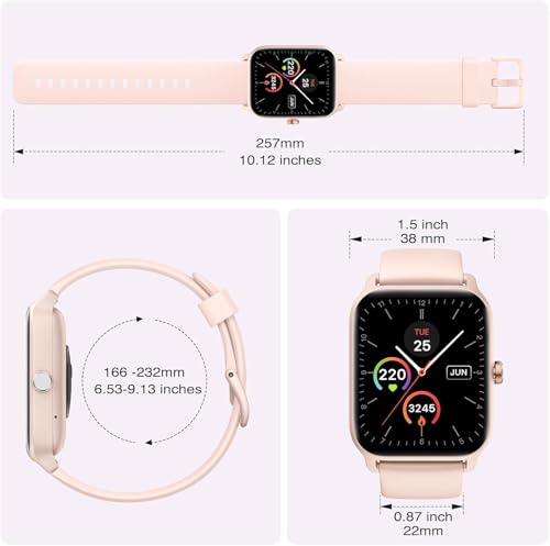 ساعة ذكية للنساء اندرويد وايفون، اليكسا مدمجة [شاشة HD 1.8 انش] ساعة لياقة بدنية مقاومة للماء بتصنيف IP68 مع خاصية الرد على المكالمات عبر البلوتوث (رد/اجري)، مراقب معدل ضربات القلب/النوم/تشبع الاكسجين