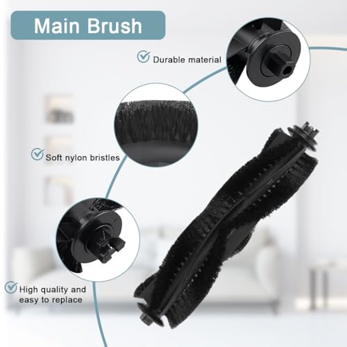 Image of HASTHIP 8Pcs Replenishment Kit, Replacement Parts for ILIFE V20 Robot Vacuum Cleaner, Replacement Accessories with 1 Main Roller Brush, 3 Side Brushes, 2 Mop Cloth, 2 Filters - Cleaning Tools