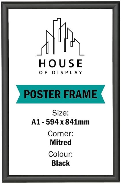 HOUSE OF DISPLAY A1 Clip Frame - A1 Snap Frames For Posters, A1 Picture Frames, A1 Poster Frames, Black Photo Frame (59x84cm)