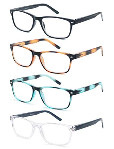 HEEYYOK Reading Glasses Men Women 4-Pack,Readers Glasses Comfortable Spring Hinges Flexible,Lgithweight Eyeglasses for Reading,Including 4 Pouch - Image 2