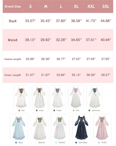 Image of NSPSTT Women Girls American Pioneer Colonial Dress Prairie Costume