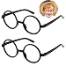 Kids Wizard Glasses Retro Round Glasses Frame No Lenses for Christmas Costume Party Cosplay Supplies for Age 4-12 Black
