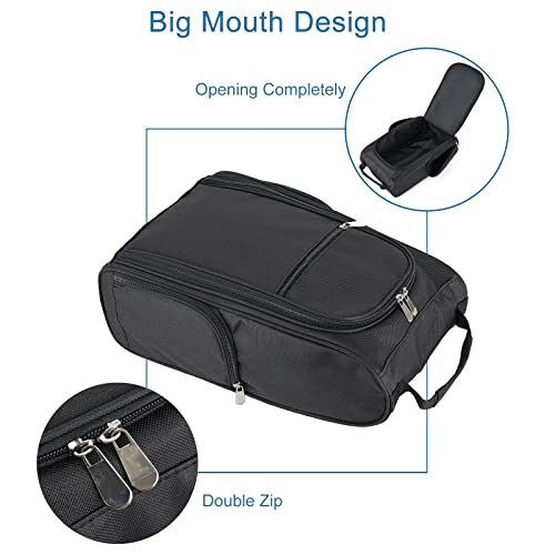 Tragbare schuhtasche Golf, Premium Fußball Schuhbeutel Soccer Shoe Bag mit 3 Reißverschluss-Taschen Geeignet für Herren, Damen, Jungen, Mädchen, Sport (Schwarz)
