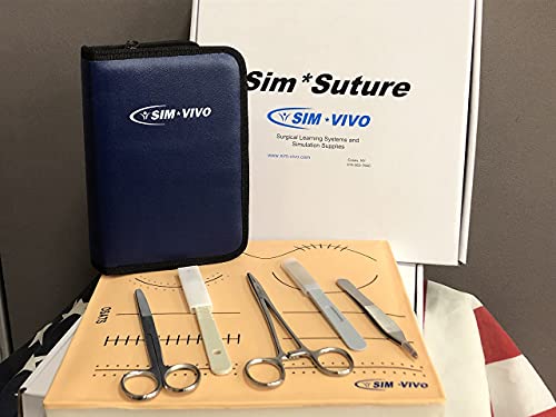 Sim-Suture Learning System: Complete Suture Skills Training Module - Includes Large, Realistic Suture Pad, Suture Tool Kit, Practice Sutures, and Training Guide. Medical Education and Training Only.