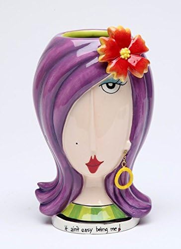 Fine Ceramic Lady Makeup Brushes Holder Vase (It Ain't Easy Being Me!) (Brushes NOT Included), 5-7/8" H