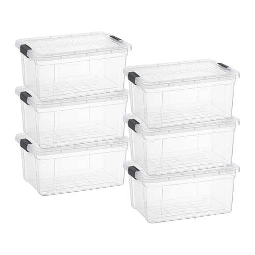 Image of Superio 11 Quart Clear Plastic Storage Boxes with Lids, Stackable Organizer Containers, BPA-Free Storage Bins for Home, Office, School & Dorm, 6 Pack