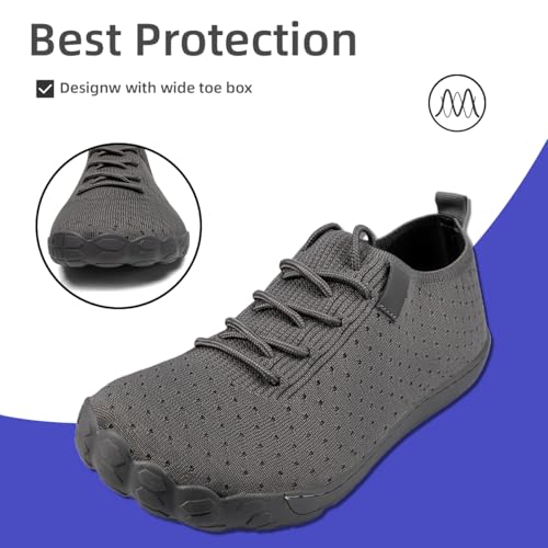 Image of DLWKIPV Mens Barefoot Shoes Wide Toe Box Zero Drop Non Slip Sports Running Walking Athletic Footwear Workout Trail Grounding Lightweight Outdoor Casual Fashion Sneakers