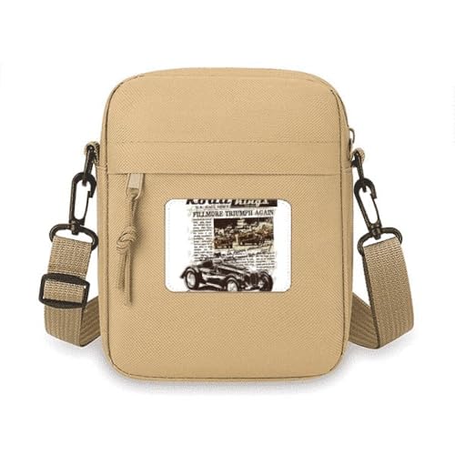 Sac à bandoulière pour téléphone portable imprimé voitures classiques compact