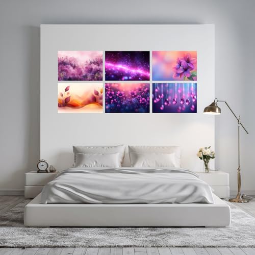 Image of SiddArtify Floral Galaxy Wall Art Prints Set - Abstract Flower Poster Decor for Living Room Bedroom - 12x18 inch Sticker Pack of 6