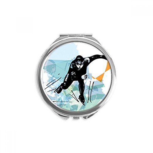 Miroir rond maquillage de poche portable sports d'hiver 2,6 pouces