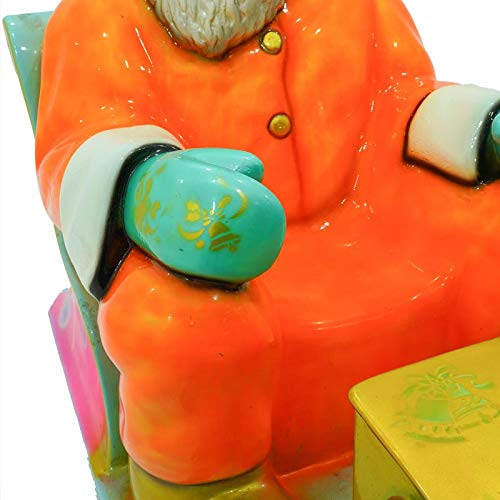 Trineo de resina de Papá Noel naranja y turquesa para exterior e interior, 60 x 115 x 110 cm para shooting decoración navideña