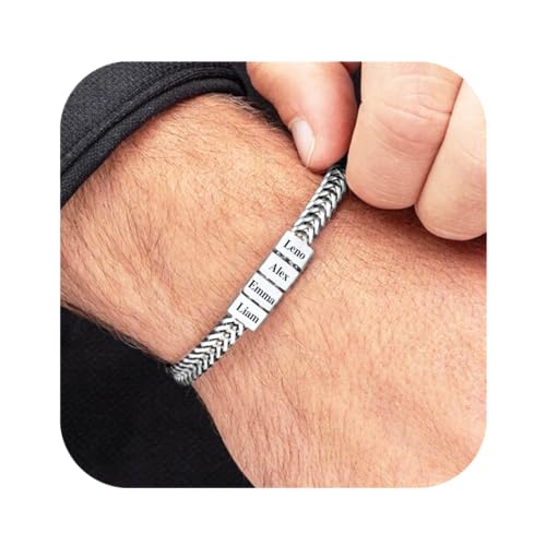 Fathers Day Custom Men Bracelet for Dad with Kids Name