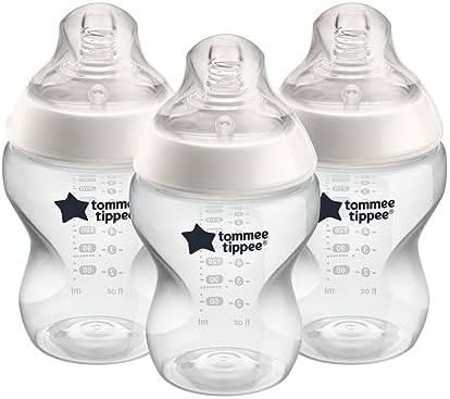Tommee Tippee Closer to Nature Baby Bottles, Breast-Like Nipples with Anti-Colic Valve, 9oz, 3 Count