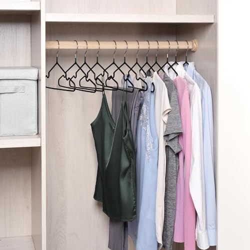 Image of Zollyss Non-Slip Rubber Coated Metal Suit Coat Hangers Heavy Duty Clothes Hanger with Chrome and Black Friction, Metal Shirt Jacket Hanger with Round Notches for Dress (Pack of 10)