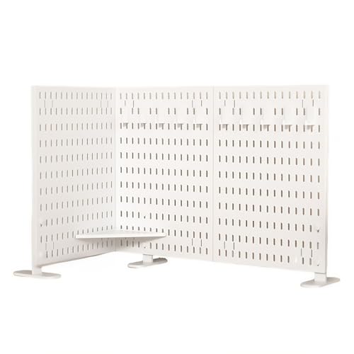 JOOHY 有孔ボード 卓上ボード ペグボード 卓上収納 デスクボード 面収納 サンワダイレクト パンチングボード おしゃれ バスルーム工具収納 DIY 文房具 オフィス 飾りつけ 見せる収納 書斎 子供室 寝室 ホワイト:スタンド式(3:角付き)90X4