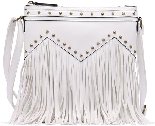 B BRENTANO Vegan Fringed Crossbody Bag with Studs