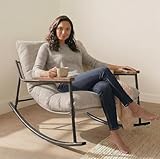 Allyson® Schaukelstuhl Wohnzimmer & Stillsessel Babyzimmer - Bequemer Relaxsessel aus Weichem - Leiser Schwingsessel mit Hoher Rückenlehne, Abnehmbares Polster, Ergonomischer Lesesessel (Beige)