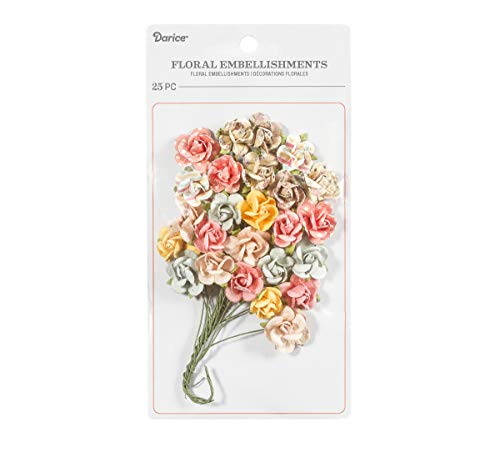 Darice Sachet Roses Floral Embellishment: Coral, 0.75 In, 25 Pack, Assorted #TOP20
